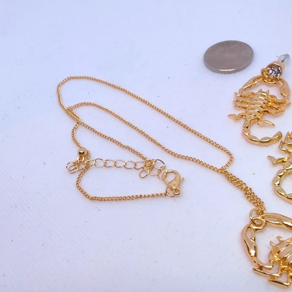 Scorpion Pendant Necklace/Earrings 14k Yellow Gold Plated Laser Cut New with Tag - Picture 5 of 10